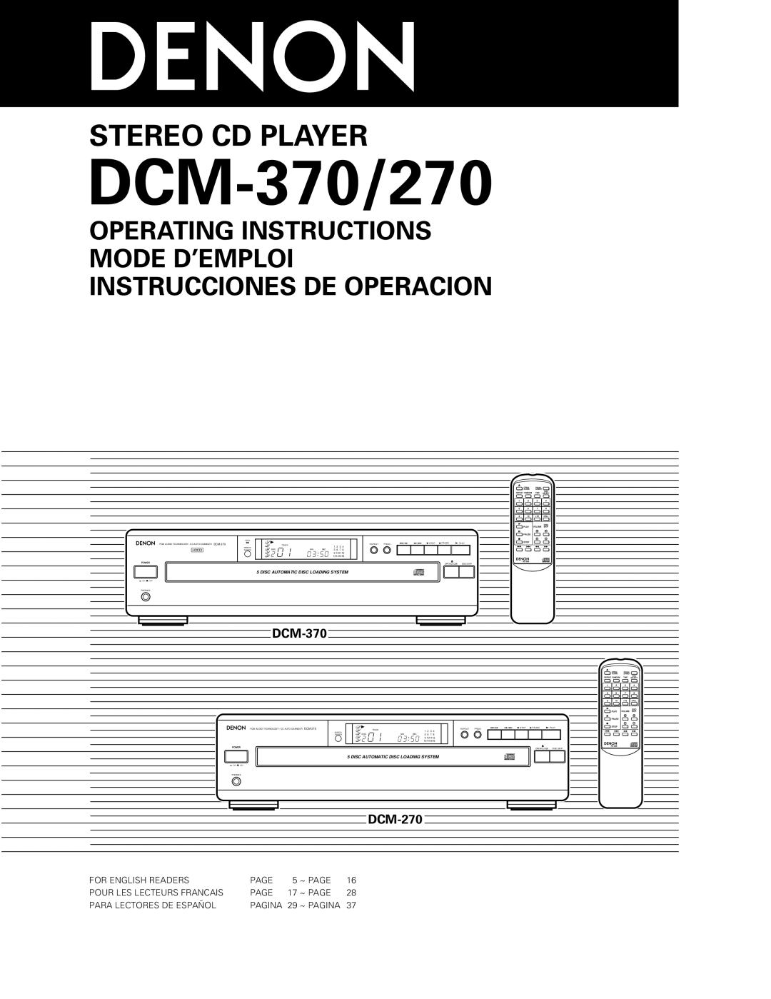 Denon operating instructions DCM-370/270 