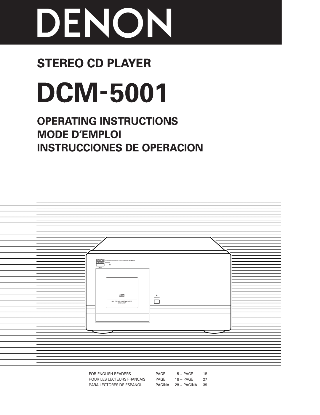 Denon DCM-5001 manual Stereo Cd Player 