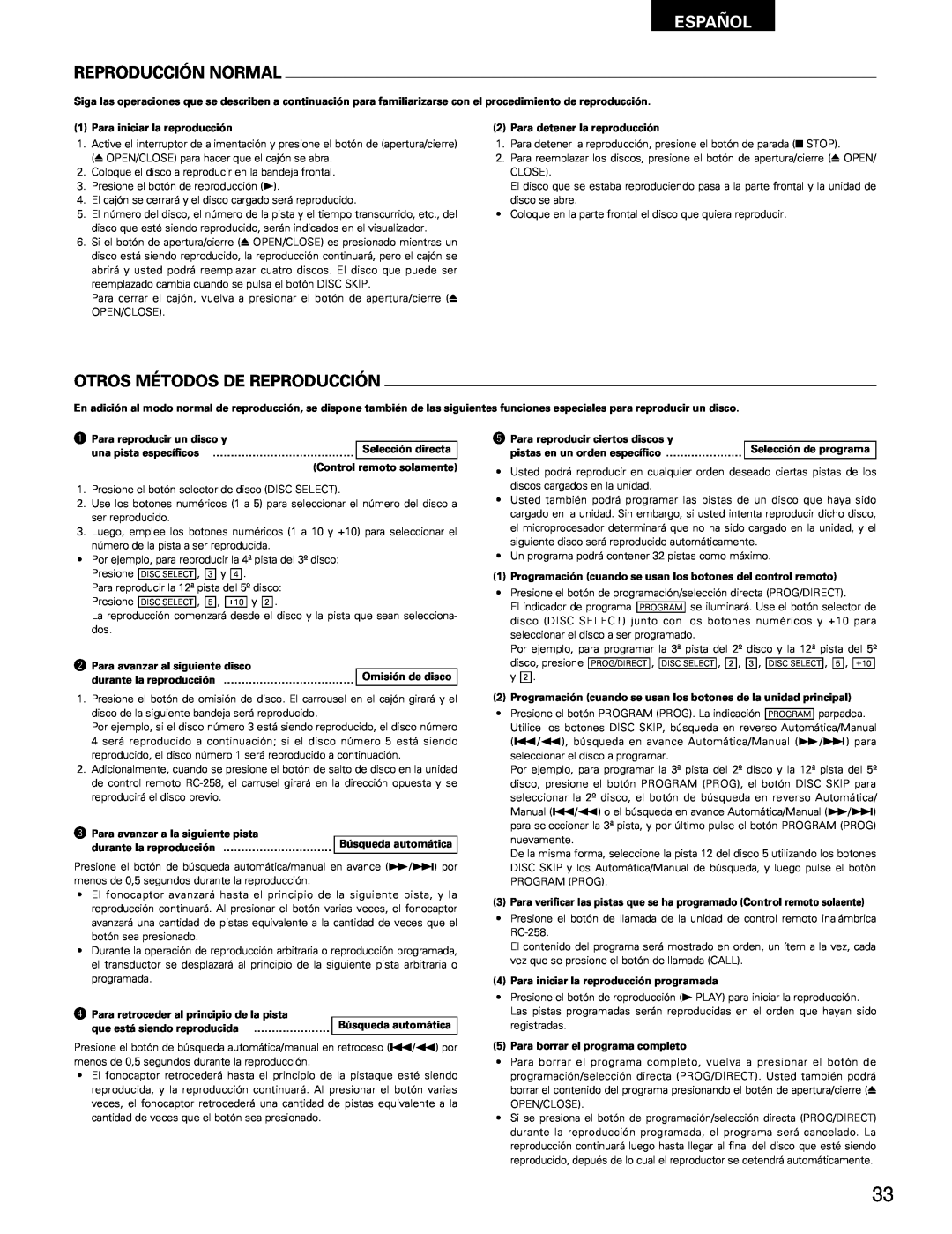 Denon DCM-65/35 manual Reproducción Normal, Otros Métodos De Reproducción, Español 