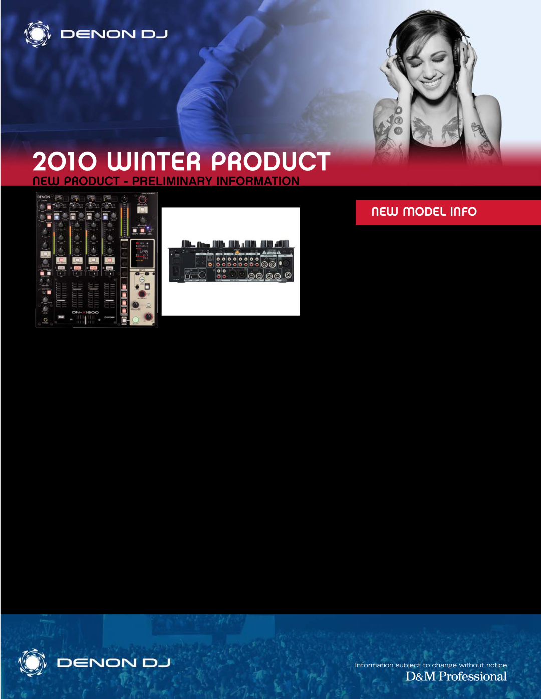 Denon DJ DN-X1600 specifications Winter Product, Media Player & Controller, New Product - Preliminary Information 