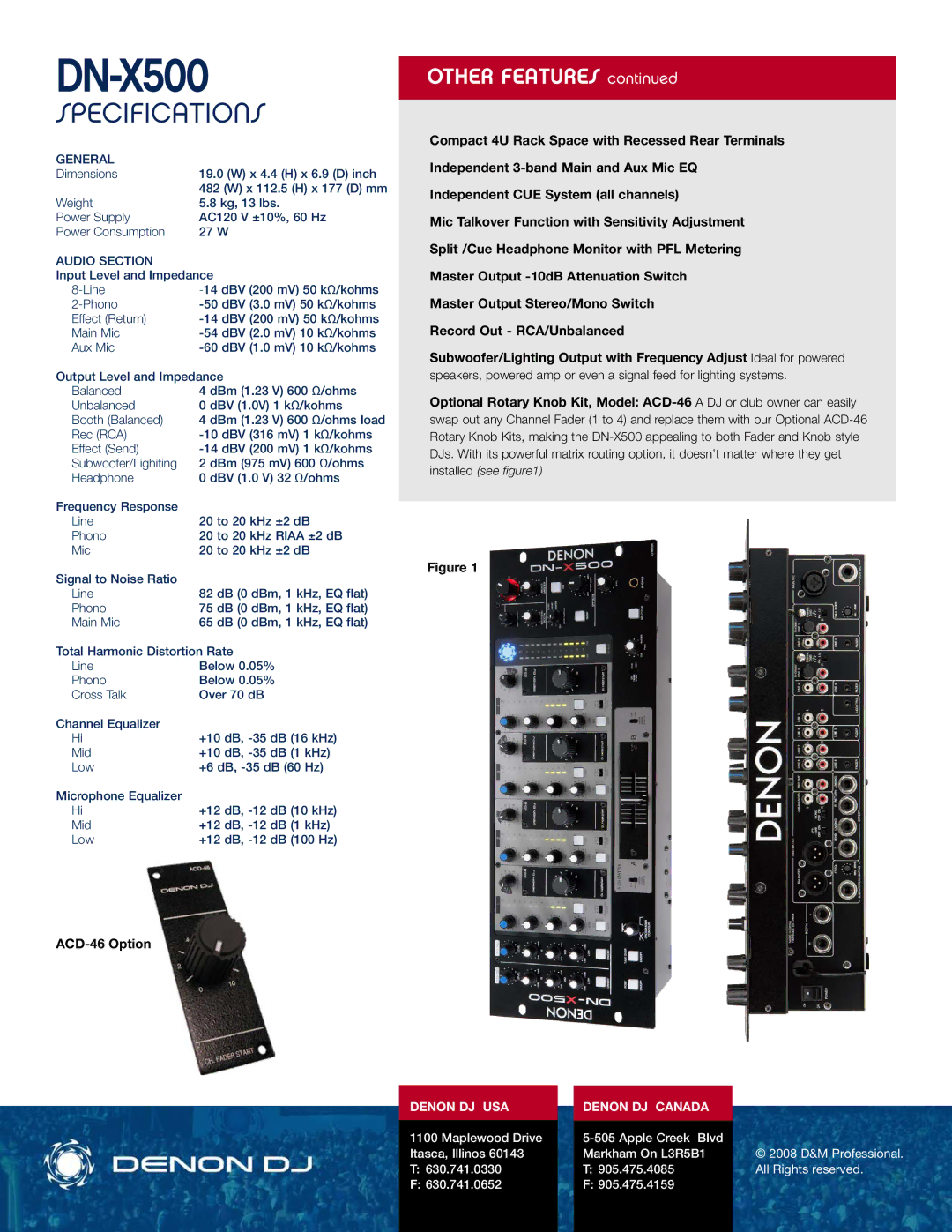 Denon DJ DN-X500 manual General, Audio Section 