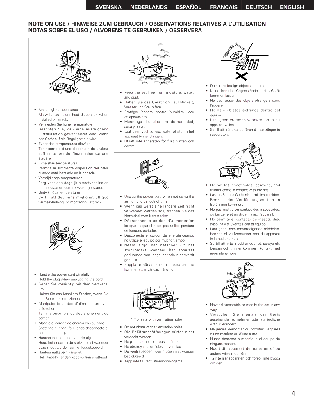 Denon DN-2100F operating instructions Svenska Nederlands Español Francais Deutsch English 