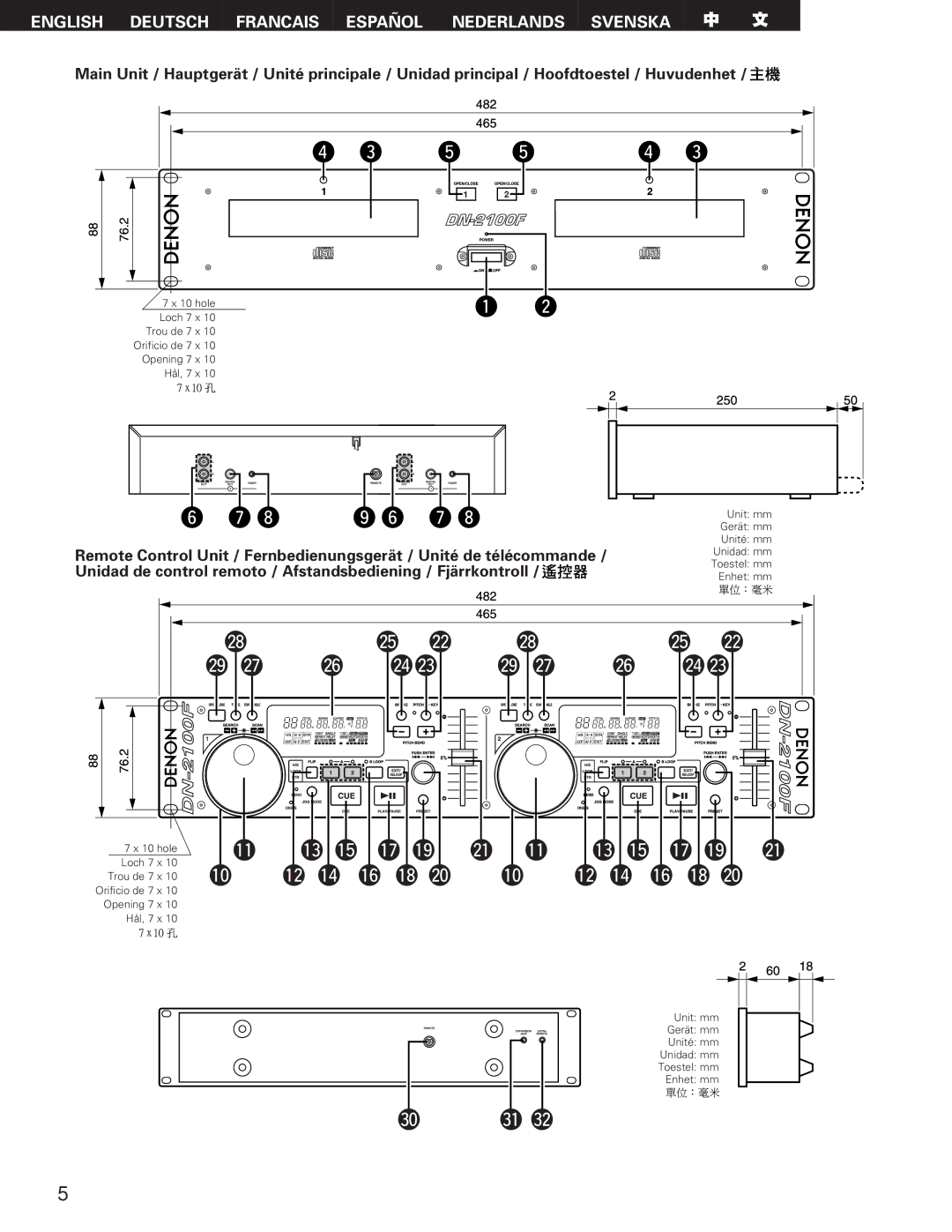 Denon DN-2100F operating instructions English Deutsch Francais Español Nederlands Svenska 