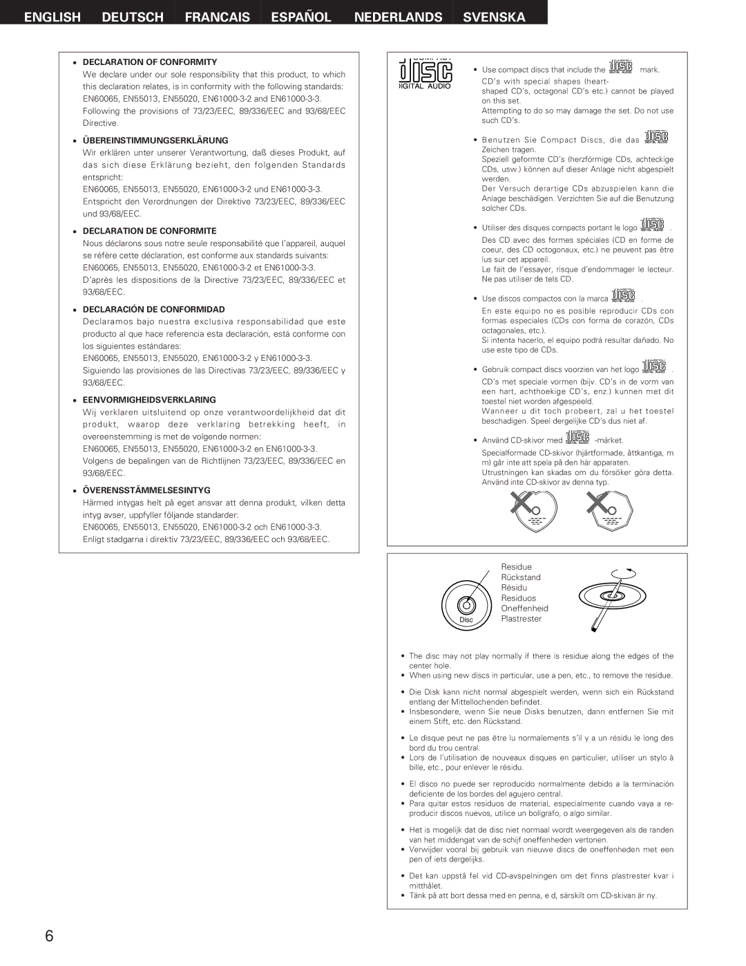 Denon DN-2100F operating instructions Declaration of Conformity 