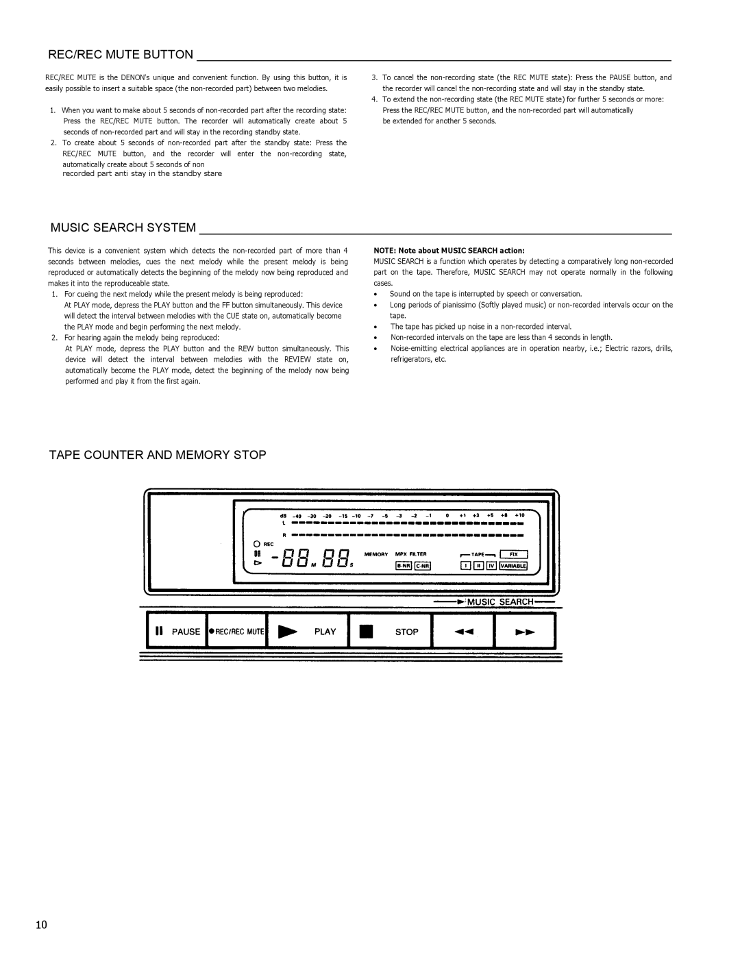 Denon DN-720R operating instructions REC/REC Mute Button 