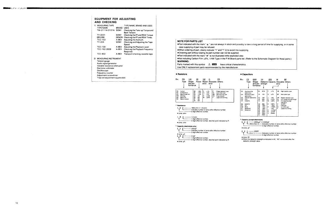 Denon DN-730R specifications Equipment For Adjusting Checking, Measuring Instrument 