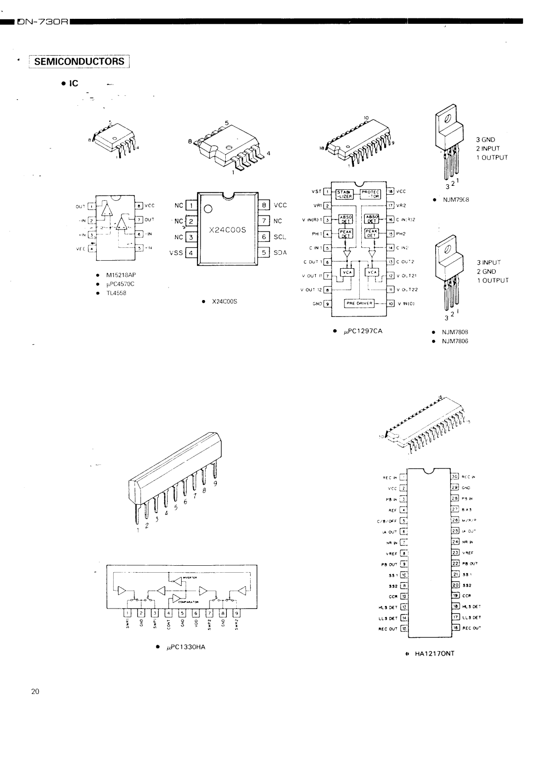 Denon DN-730R specifications NcIT, Semiconductors, E ,, Bou, Ic, vSTZ cc, NclT0, Iscl, I Output, p OUT 