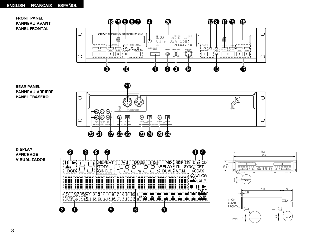 Denon DN-C550R operating instructions 482.1, 465, 76.2 315 