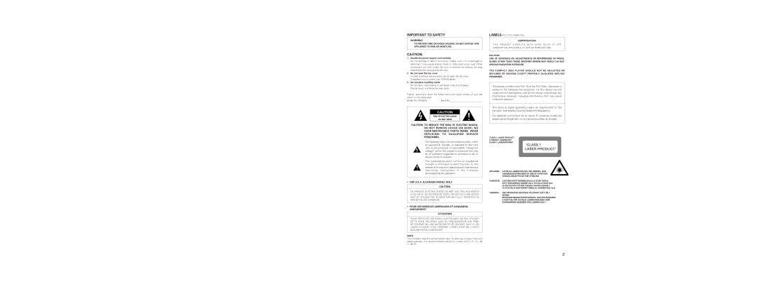 Denon DN-C630 user service Class Laser Product 