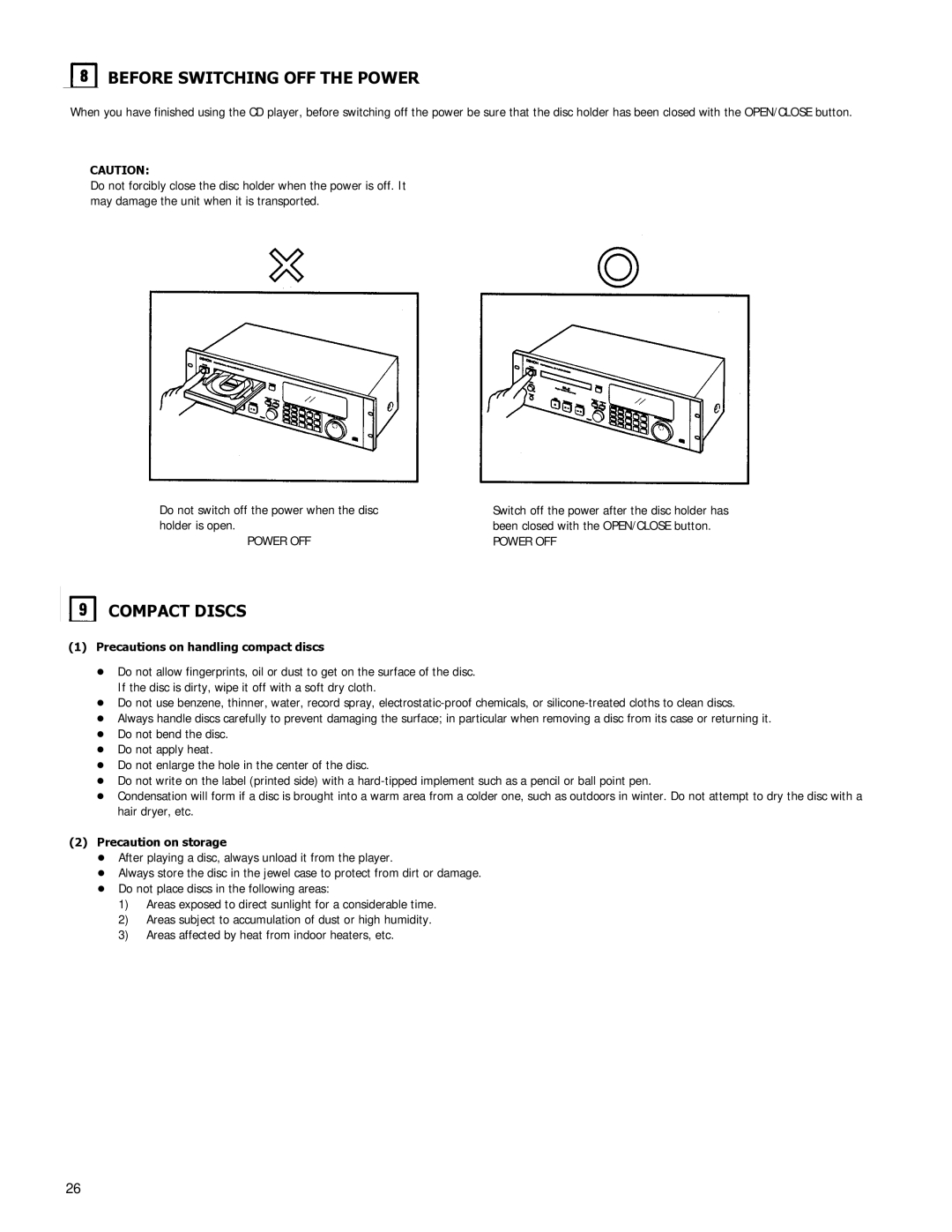 Denon DN-C680 manual Precautions on handling compact discs, Precaution on storage 