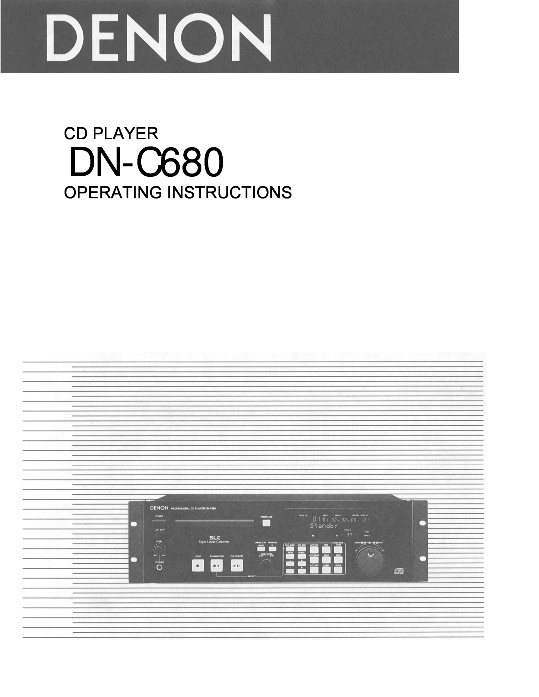 Denon DN-C680 manual Cd Player, Operating Instructions 