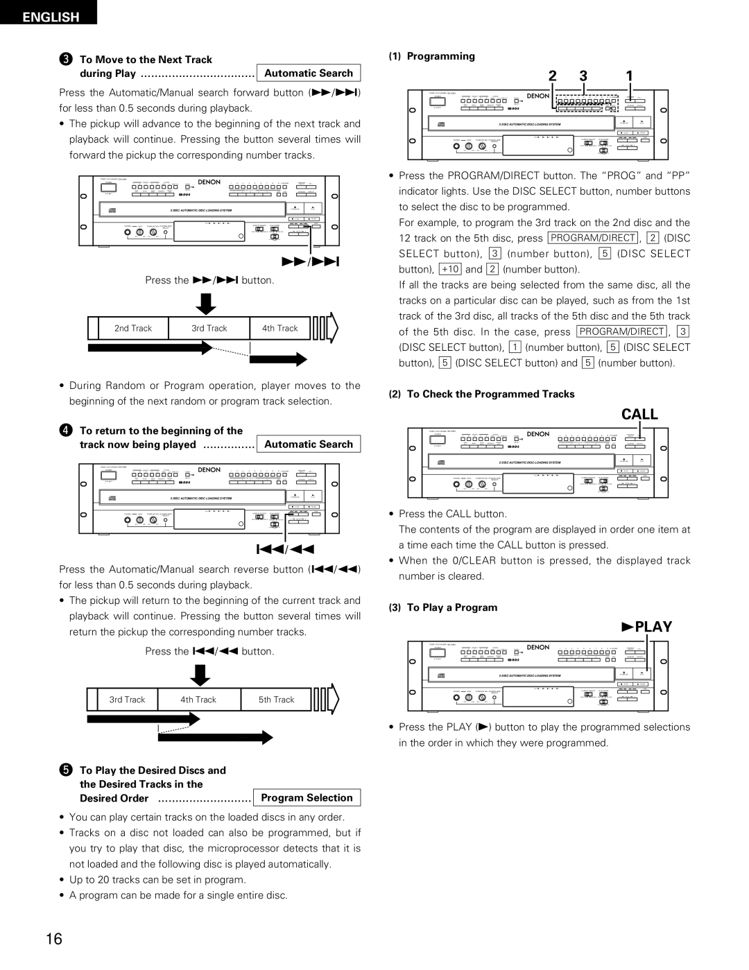 Denon DN-H800 operating instructions Programming, To Check the Programmed Tracks, To Play a Program 