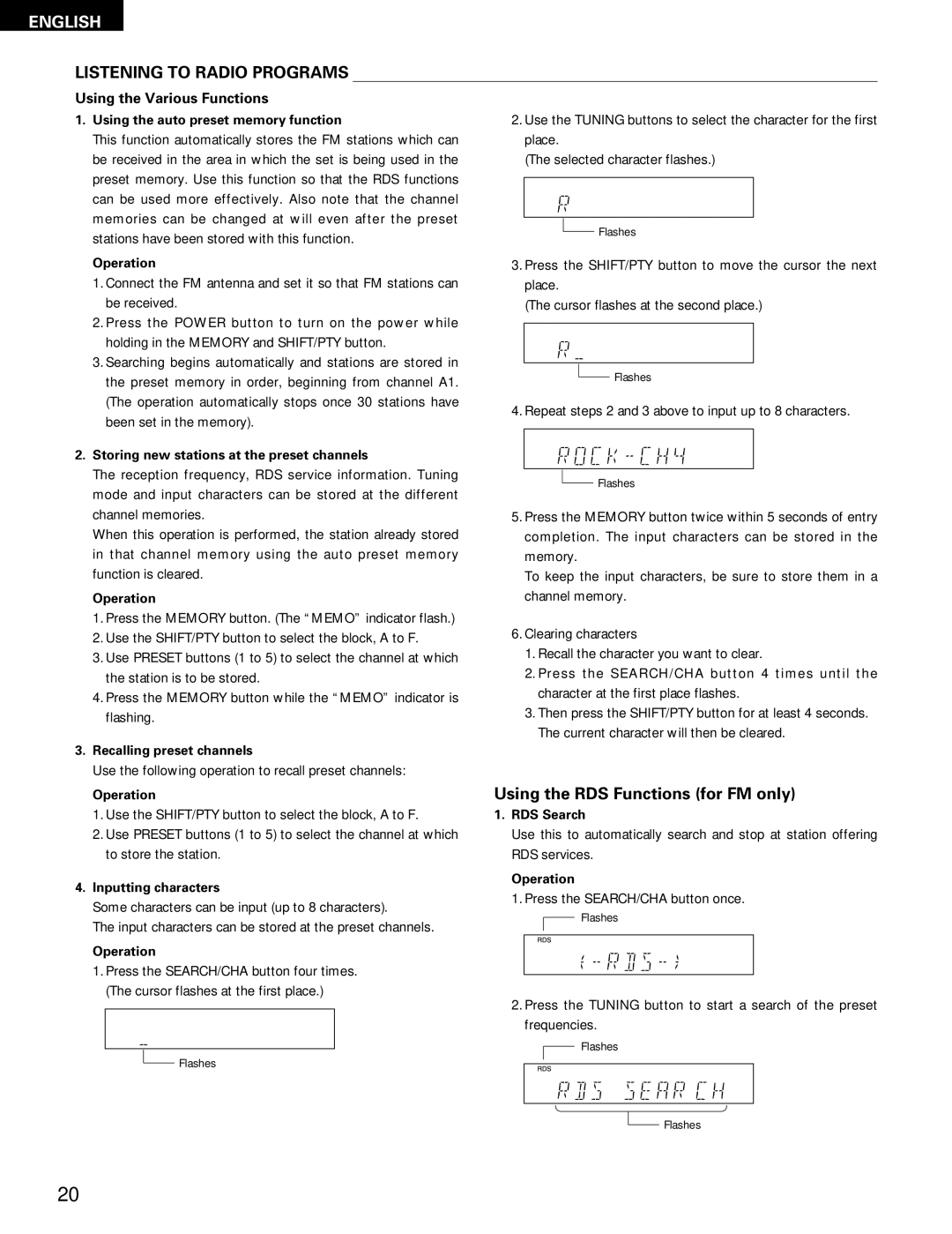 Denon DN-H800 operating instructions Listening to Radio Programs, Using the Various Functions 