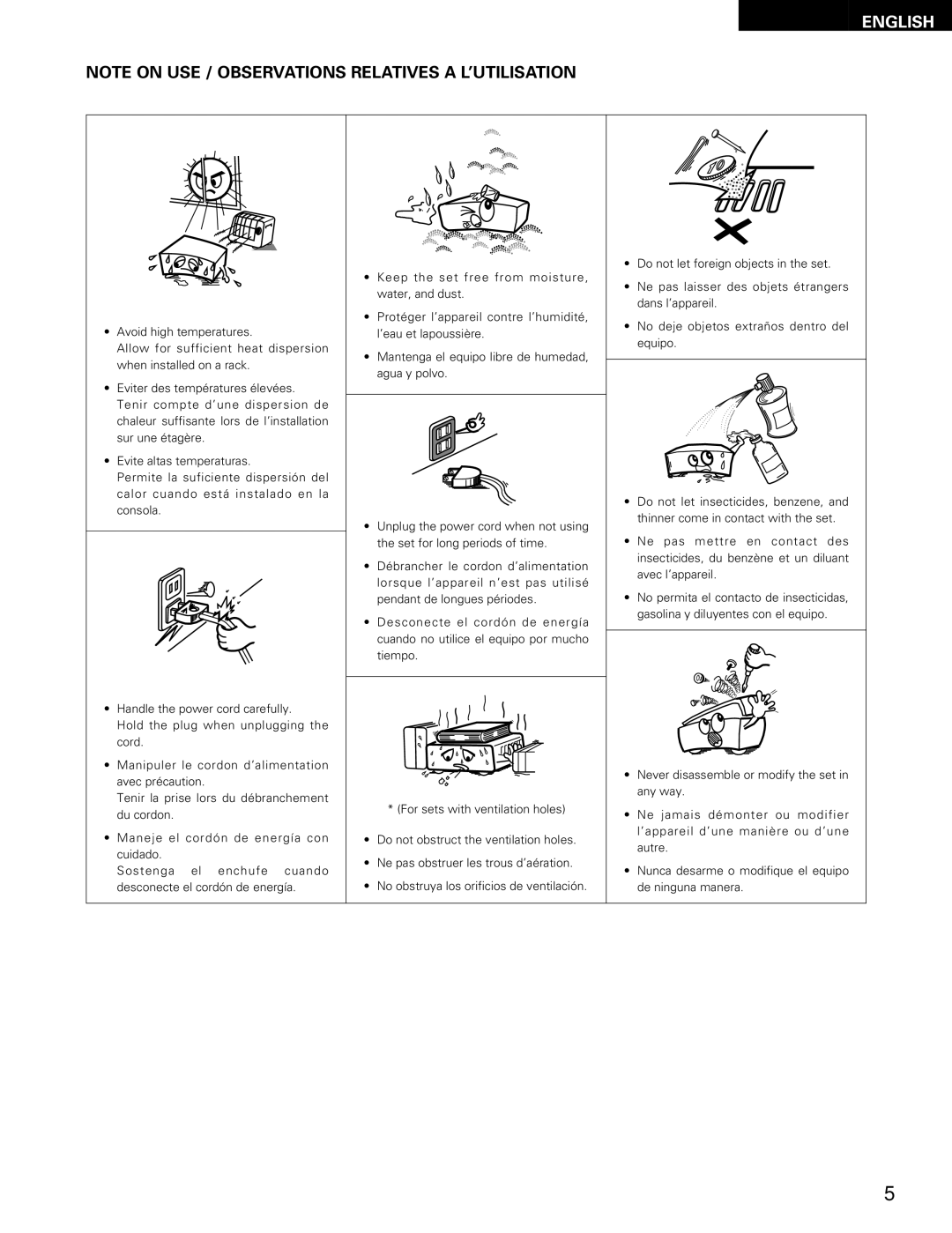 Denon DN-H800 operating instructions Españolenglish 