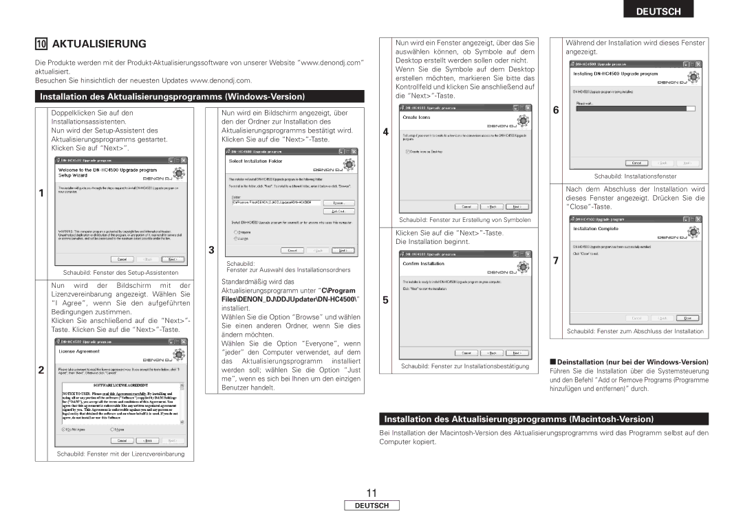 Denon manual Installation des Aktualisierungsprogramms Windows-Version, Files\DENONDJ\DDJUpdater\DN-HC4500 