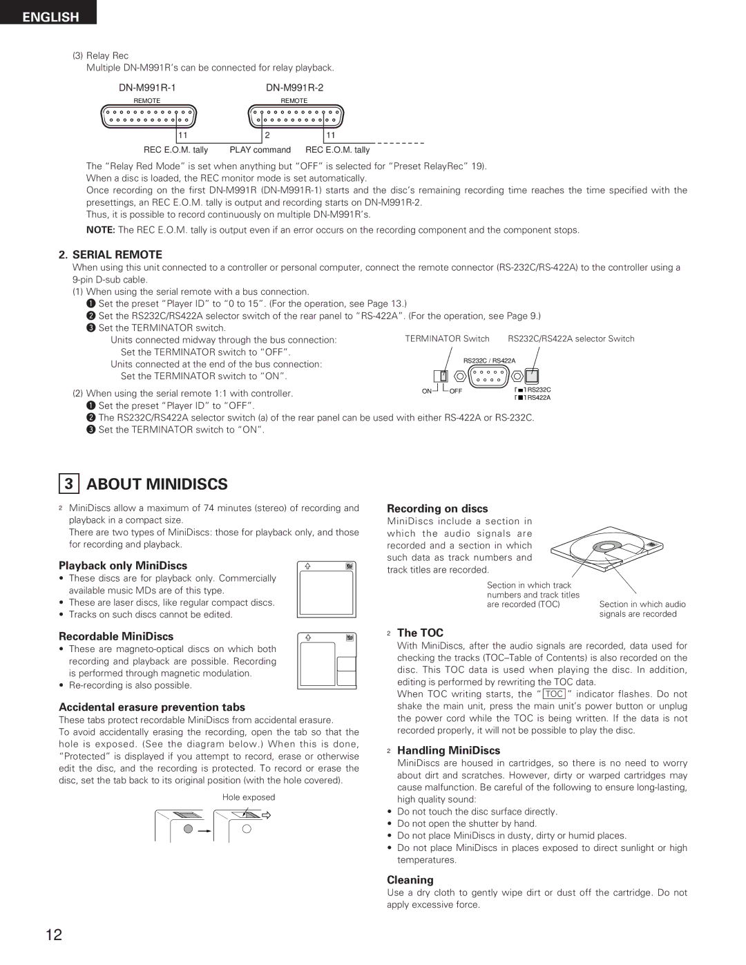 Denon DN-M991R operating instructions About Minidiscs 