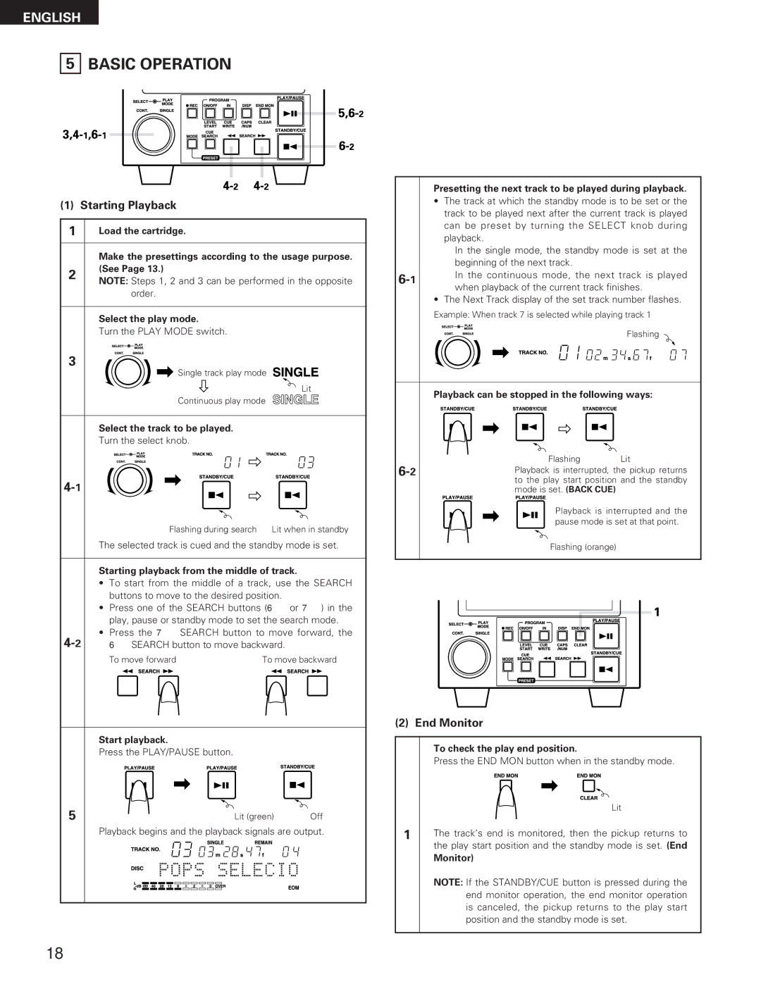 Denon DN-M991R operating instructions Basic Operation, Starting Playback, End Monitor 