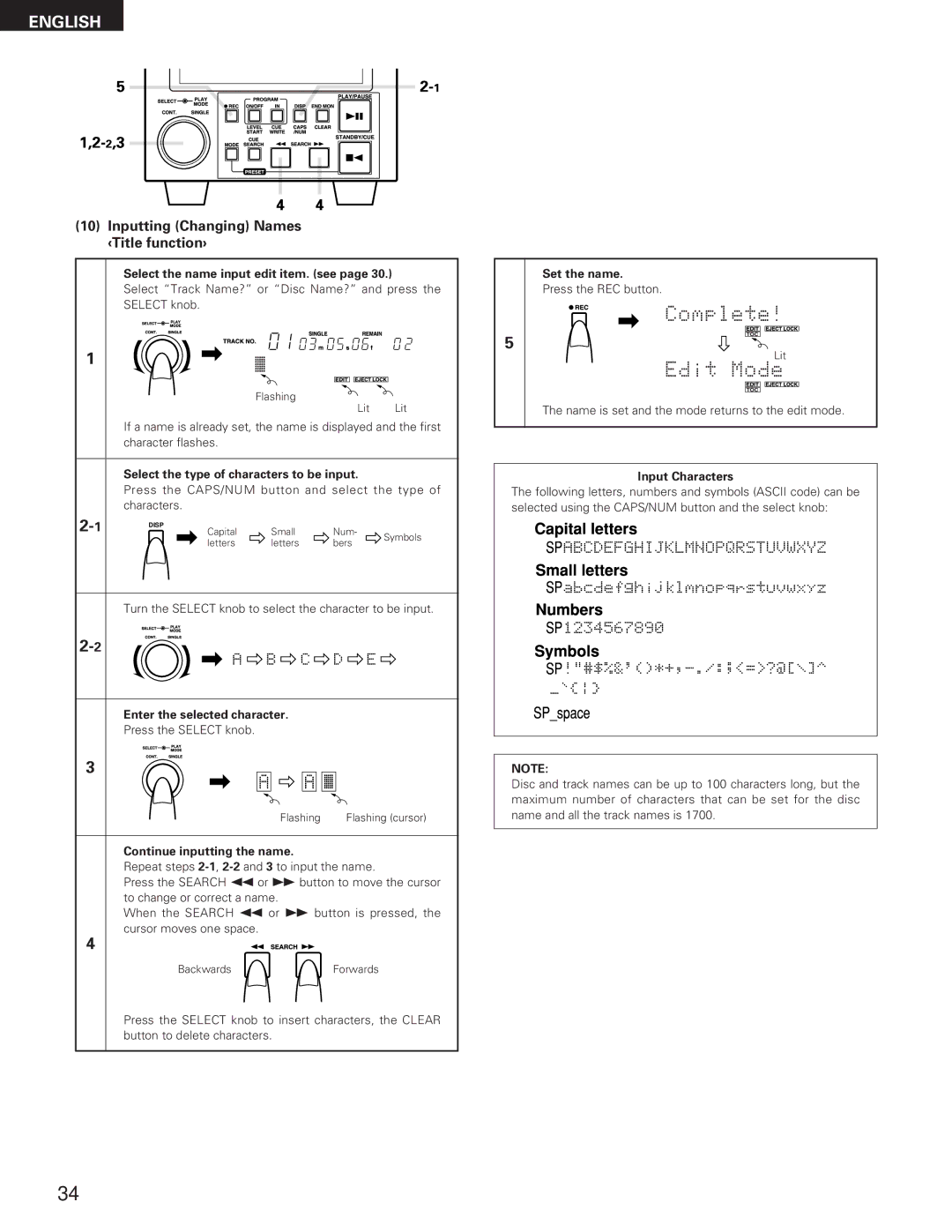 Denon DN-M991R operating instructions Inputting Changing Names ‹Title function› 