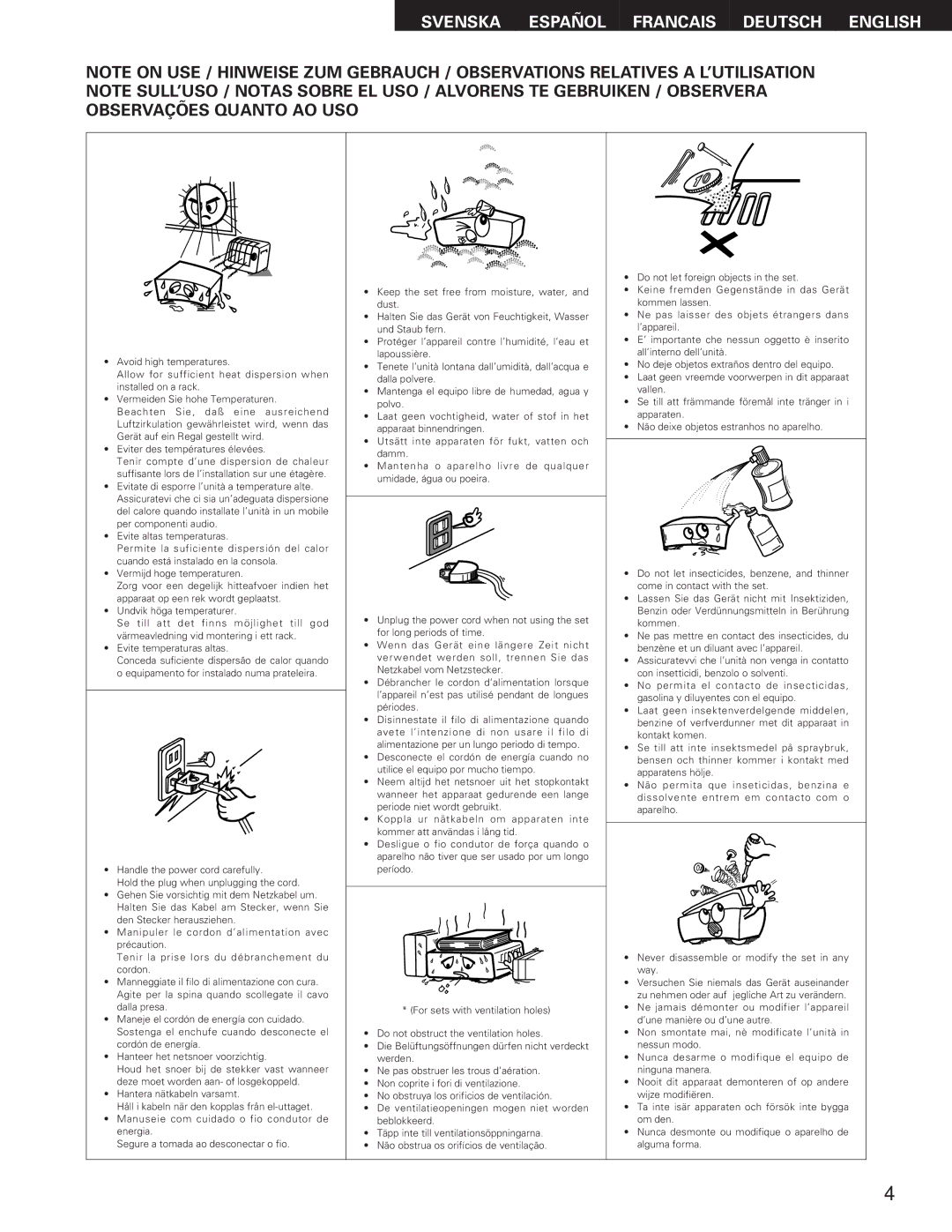 Denon DN-M991R operating instructions Svenska Español Francais Deutsch English 