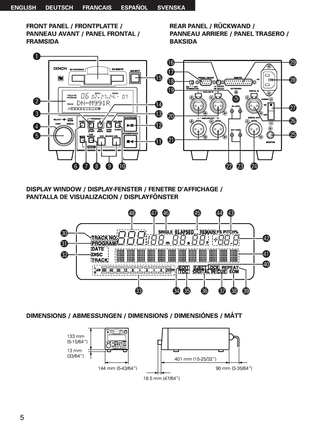 Denon DN-M991R operating instructions Rear Panel / Rückwand 