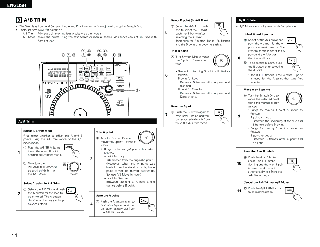 Denon DN-S3000 manual B Trim, Move 