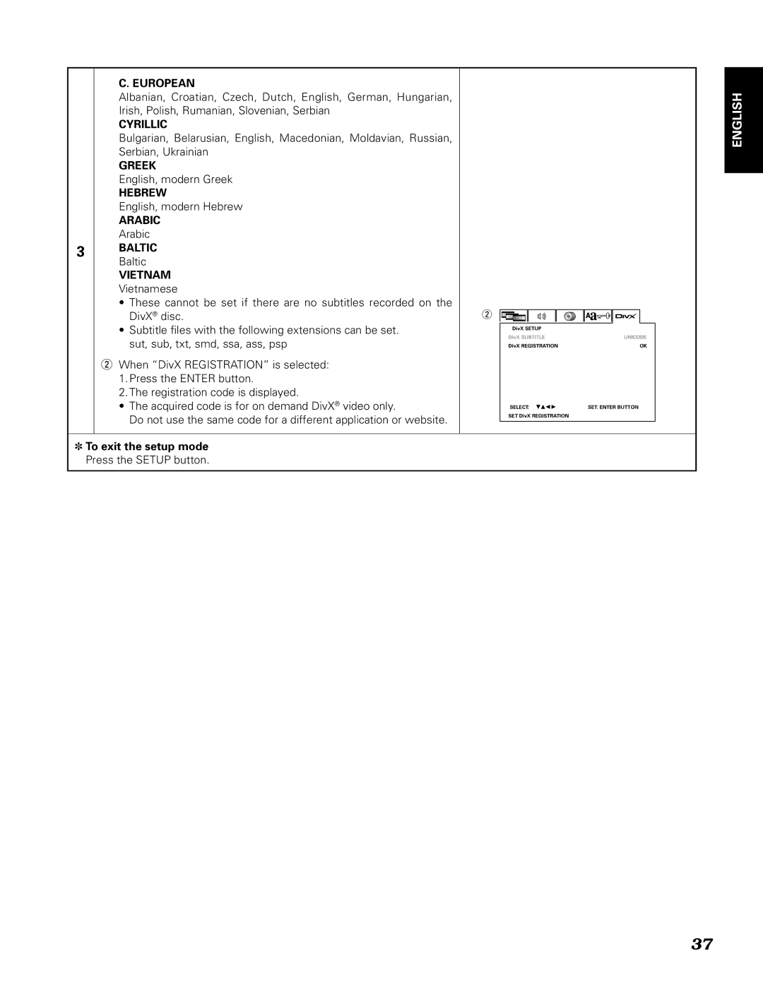 Denon DN-V210, DN-V310 manual Cyrillic, Greek, Hebrew, Arabic, Baltic, Vietnam 