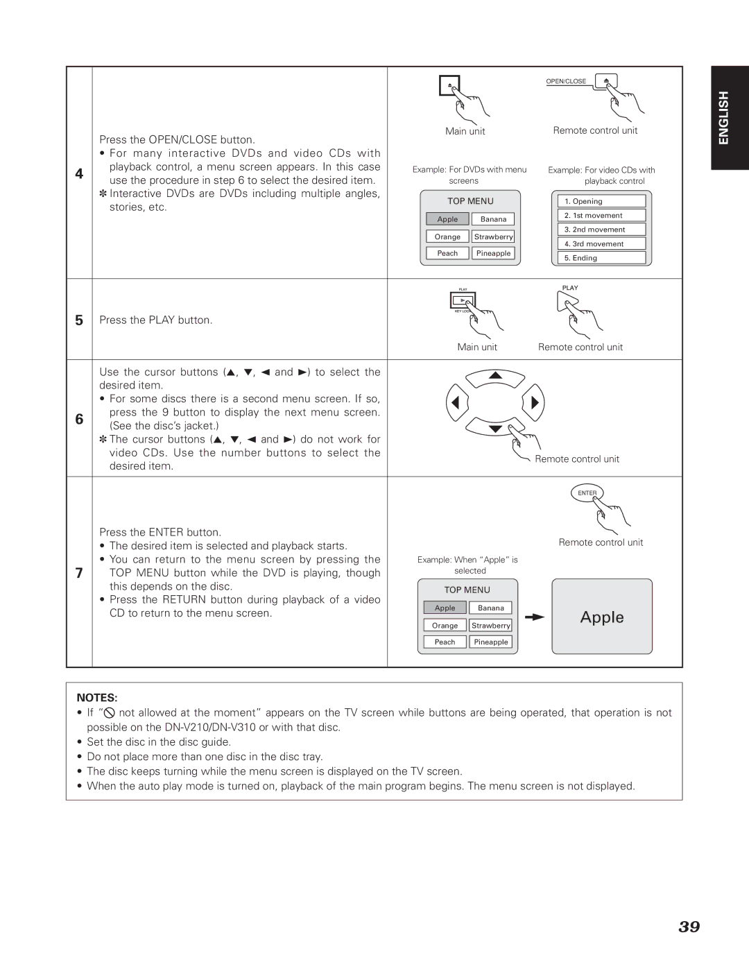 Denon DN-V210, DN-V310 manual Apple 