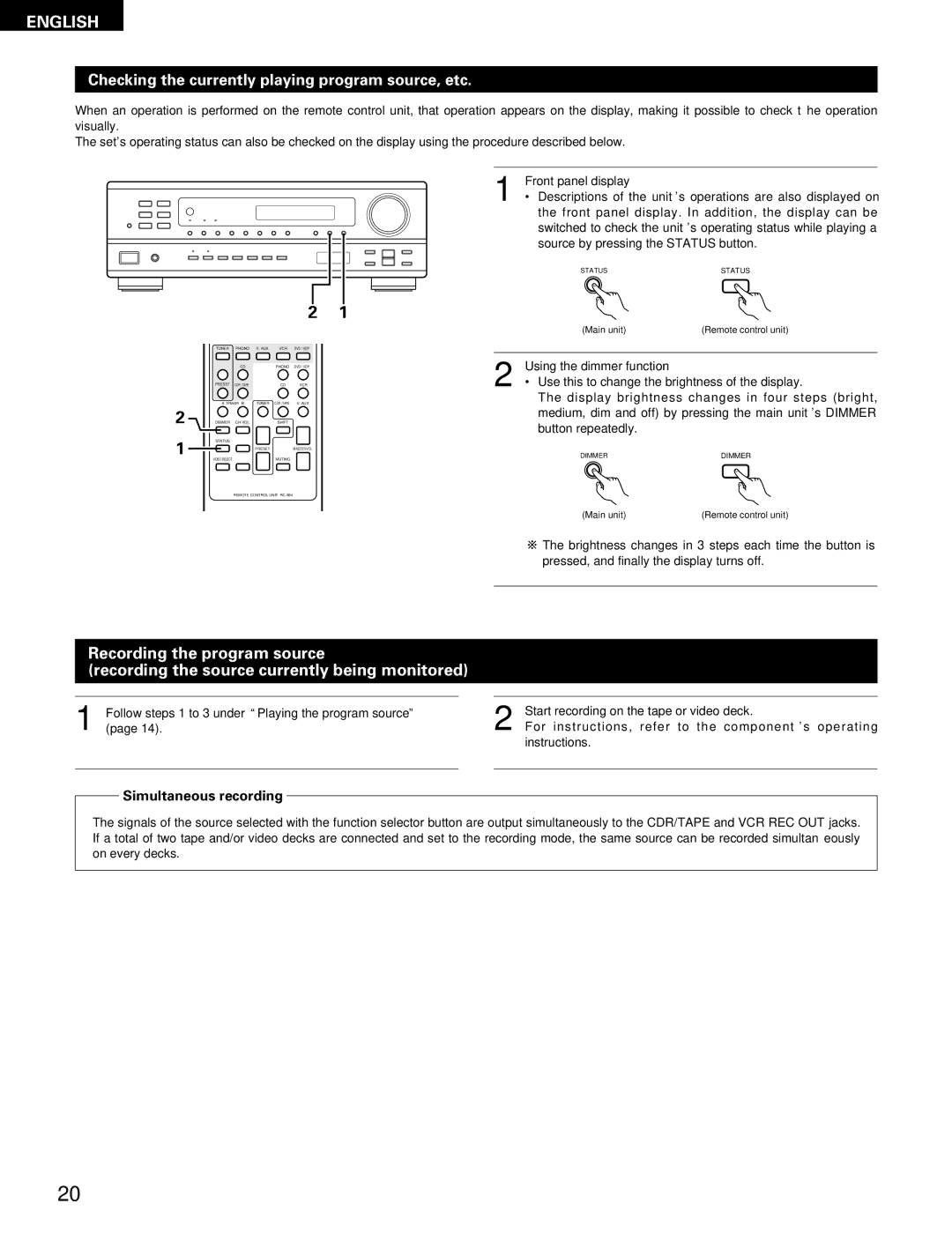 Denon DRA-395 manual Checking the currently playing program source, etc 