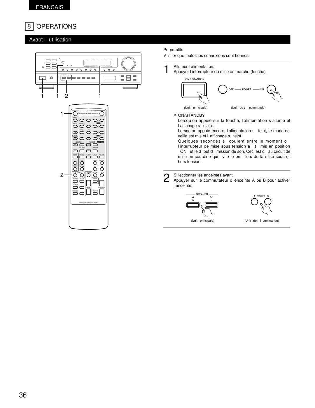 Denon DRA-395 manual Avant l’utilisation, Préparatifs 