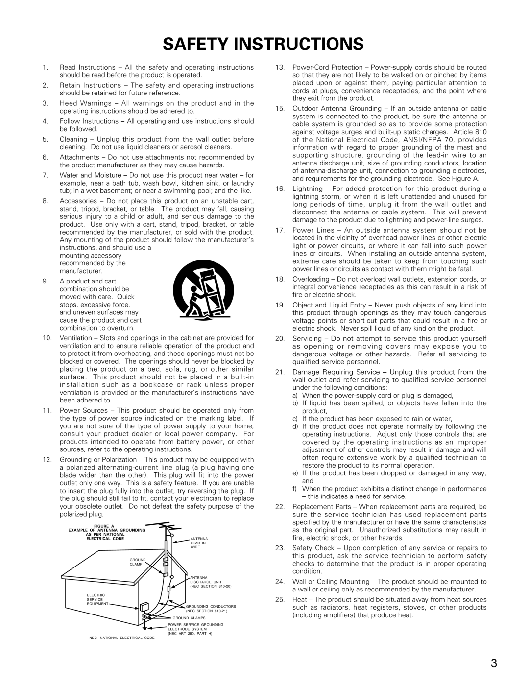 Denon DRA-685 manual Safety Instructions 