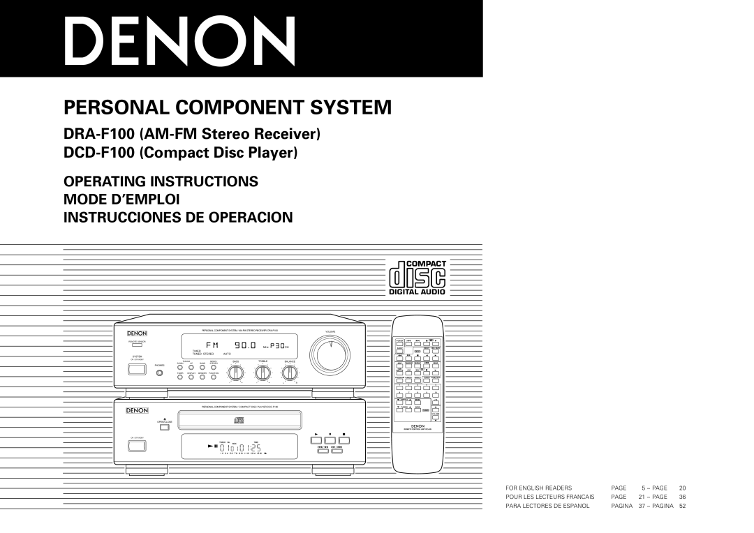 Denon DCD-F100, DRA-F100 manual 020, 021 036, ~ Pagina 