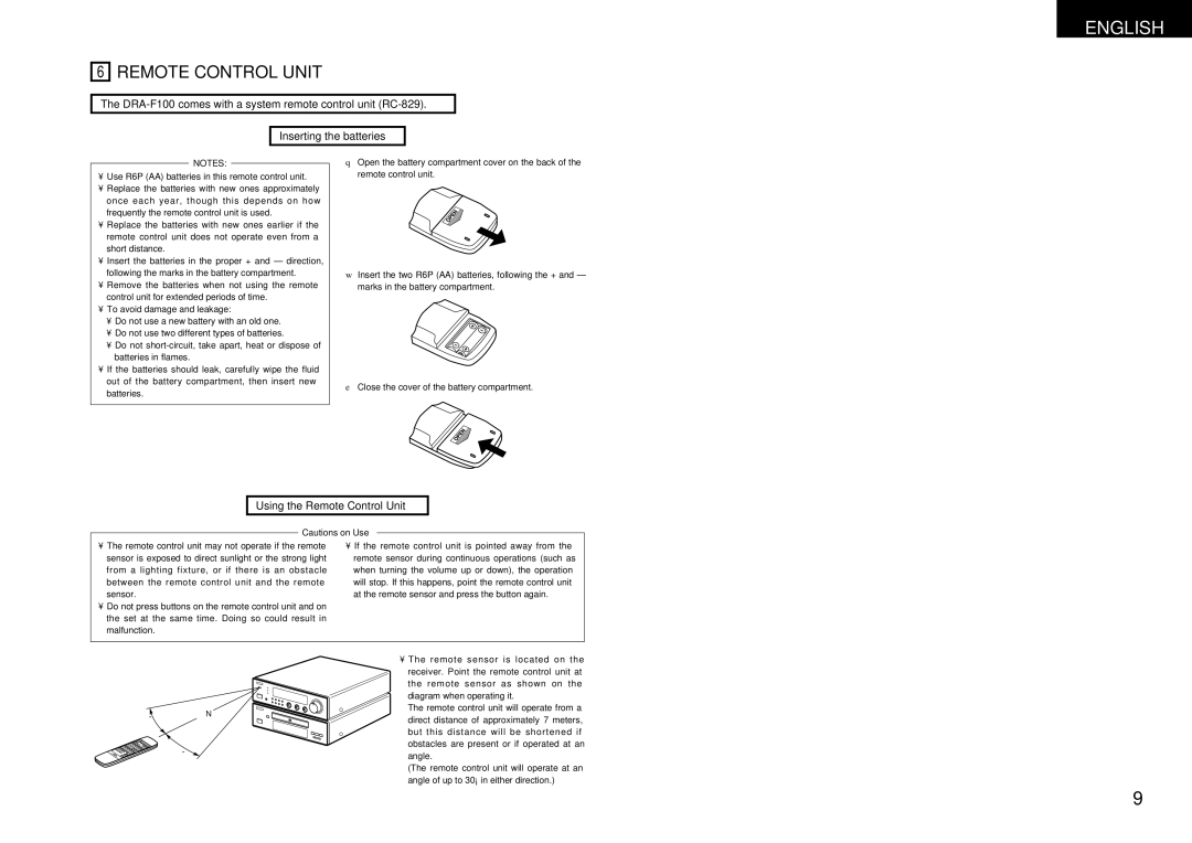 Denon DCD-F100, DRA-F100 manual Using the Remote Control Unit 