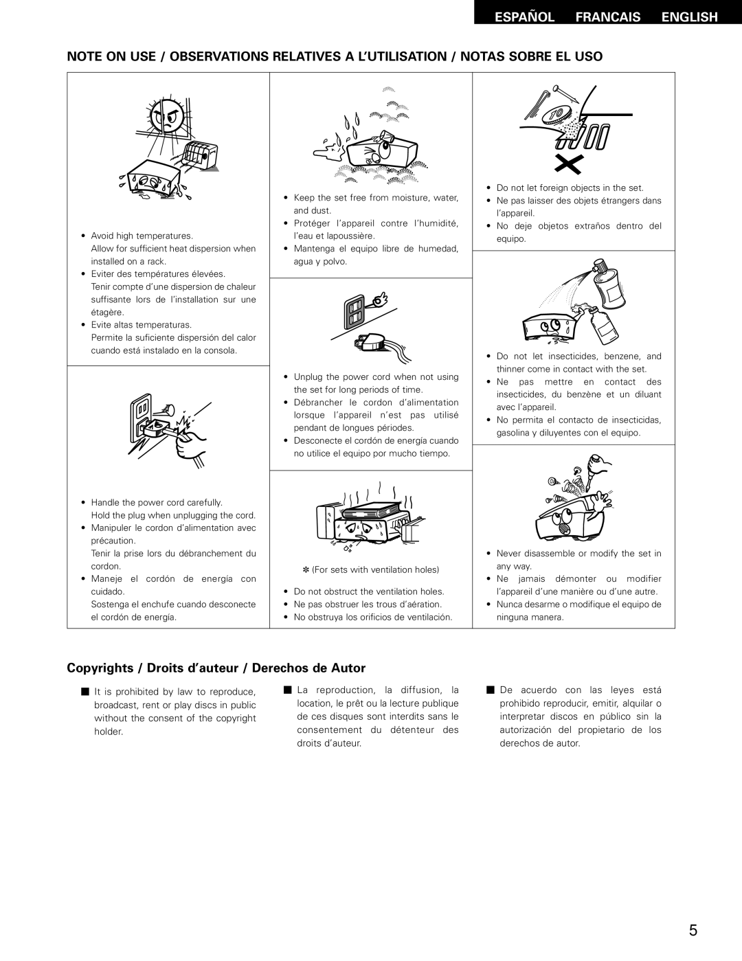 Denon DVD-1000 manual Español Francais English 