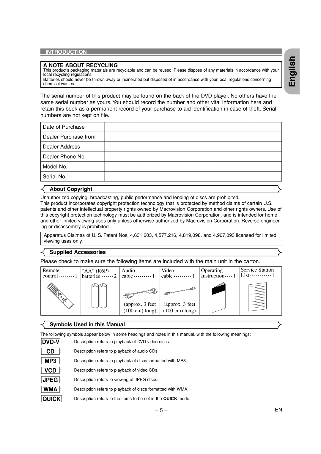 Denon DVD-700 manual Dvd-V, Wma, Introduction 