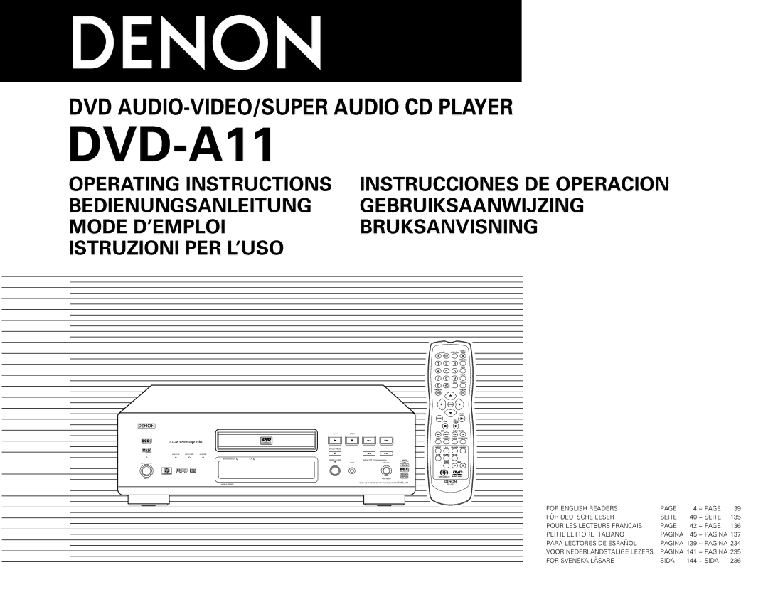 Denon DVD-A11 manual 039, 040, 135, 042 136, 144, 236 