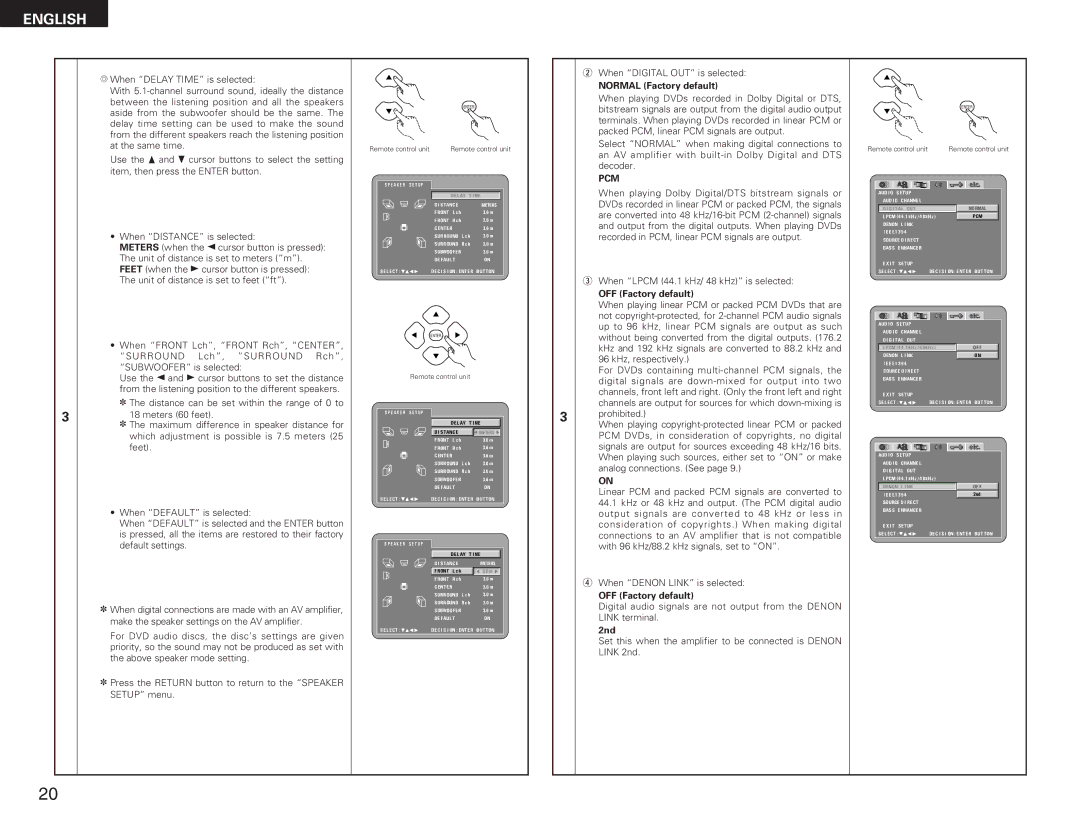 Denon DVD-A11 manual When Digital OUT is selected, Normal Factory default, Pcm, 2nd 