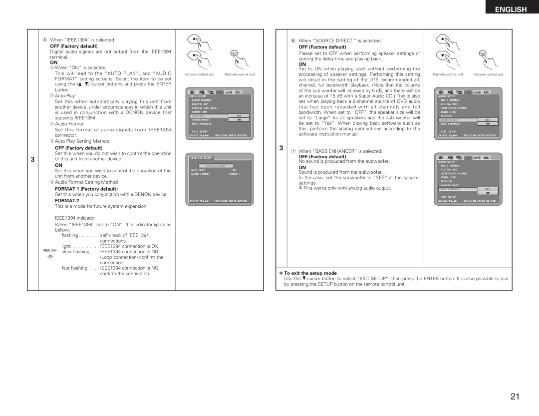 Denon DVD-A11 manual Format 1 Factory default 