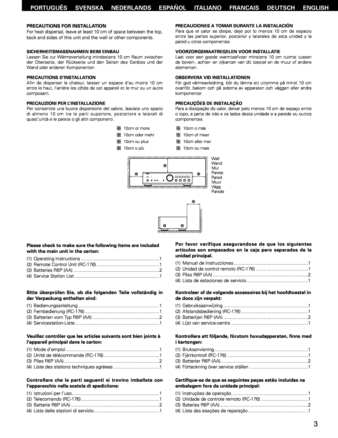 Denon PMA-495R manual Precautions For Installation 