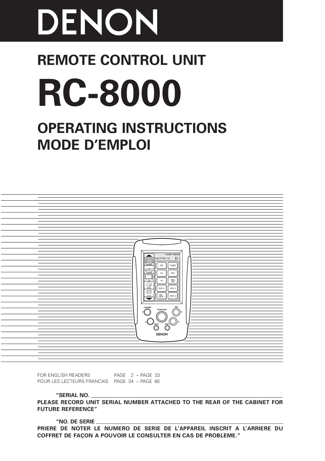 Denon RC-8000 manual 