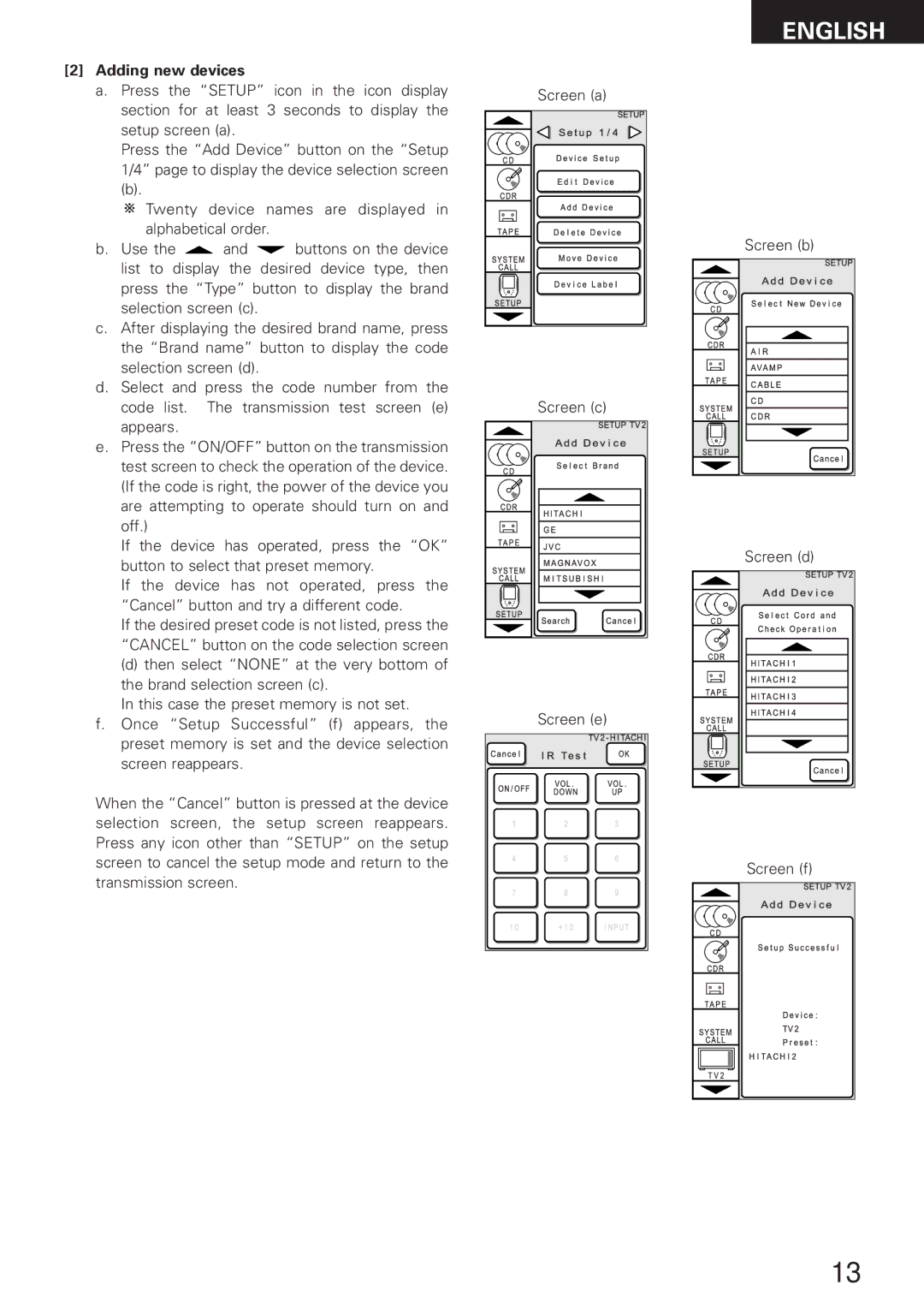 Denon RC-8000 manual Adding new devices 