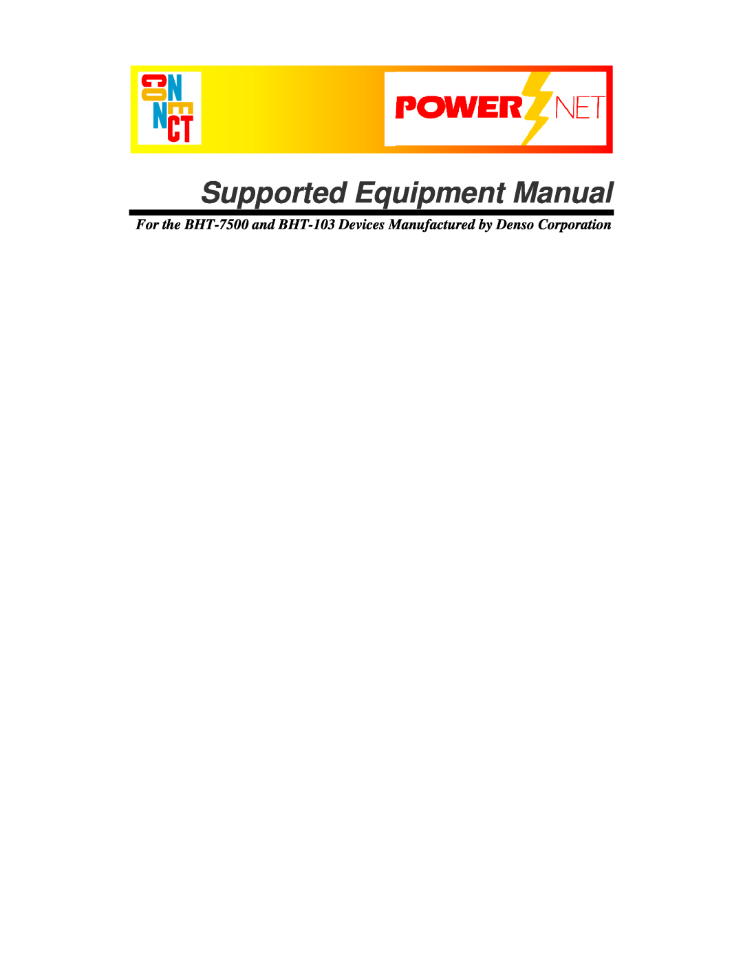 Denso BHT-103, BHT-7500 manual Supported Equipment Manual 