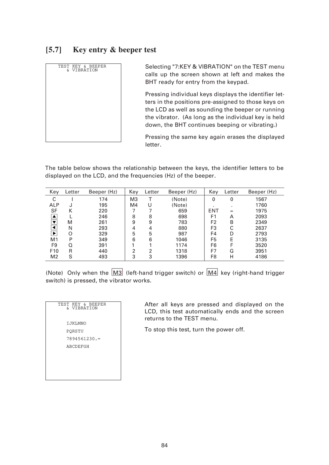 Denso BHT-7500S, BHT-7500W user manual Key entry & beeper test 