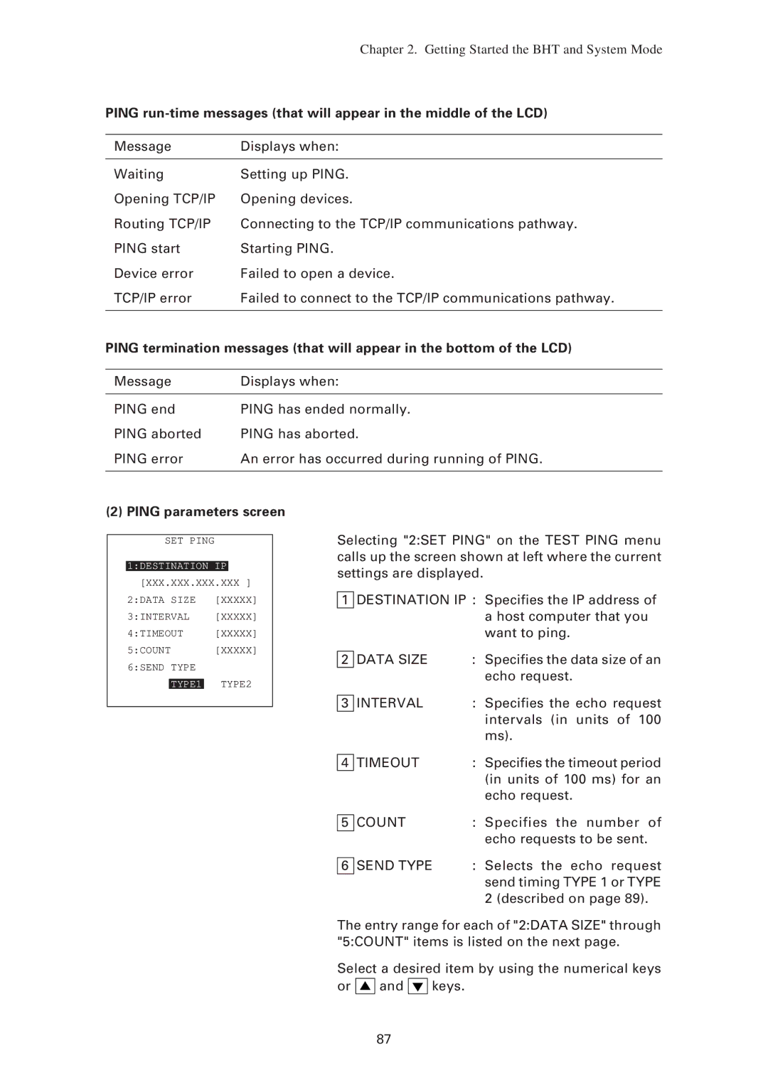 Denso BHT-7500W, BHT-7500S user manual Data Size, Interval, Timeout, Count, Send Type 