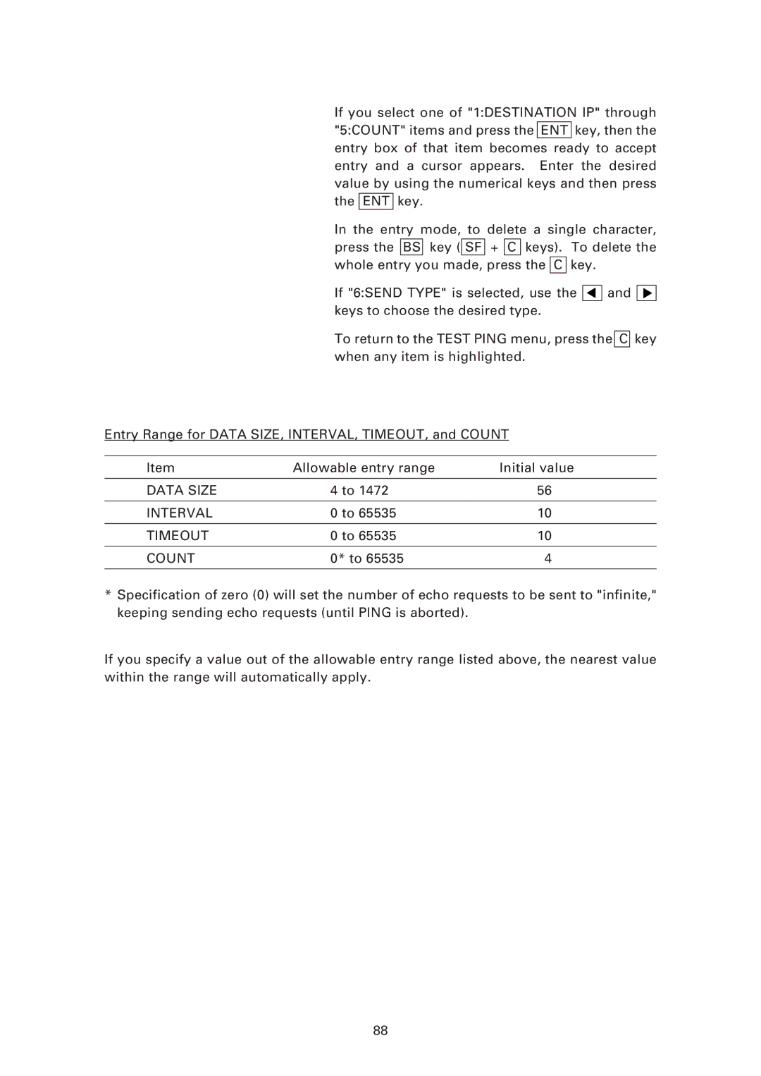 Denso BHT-7500S, BHT-7500W user manual Data Size Interval Timeout Count 