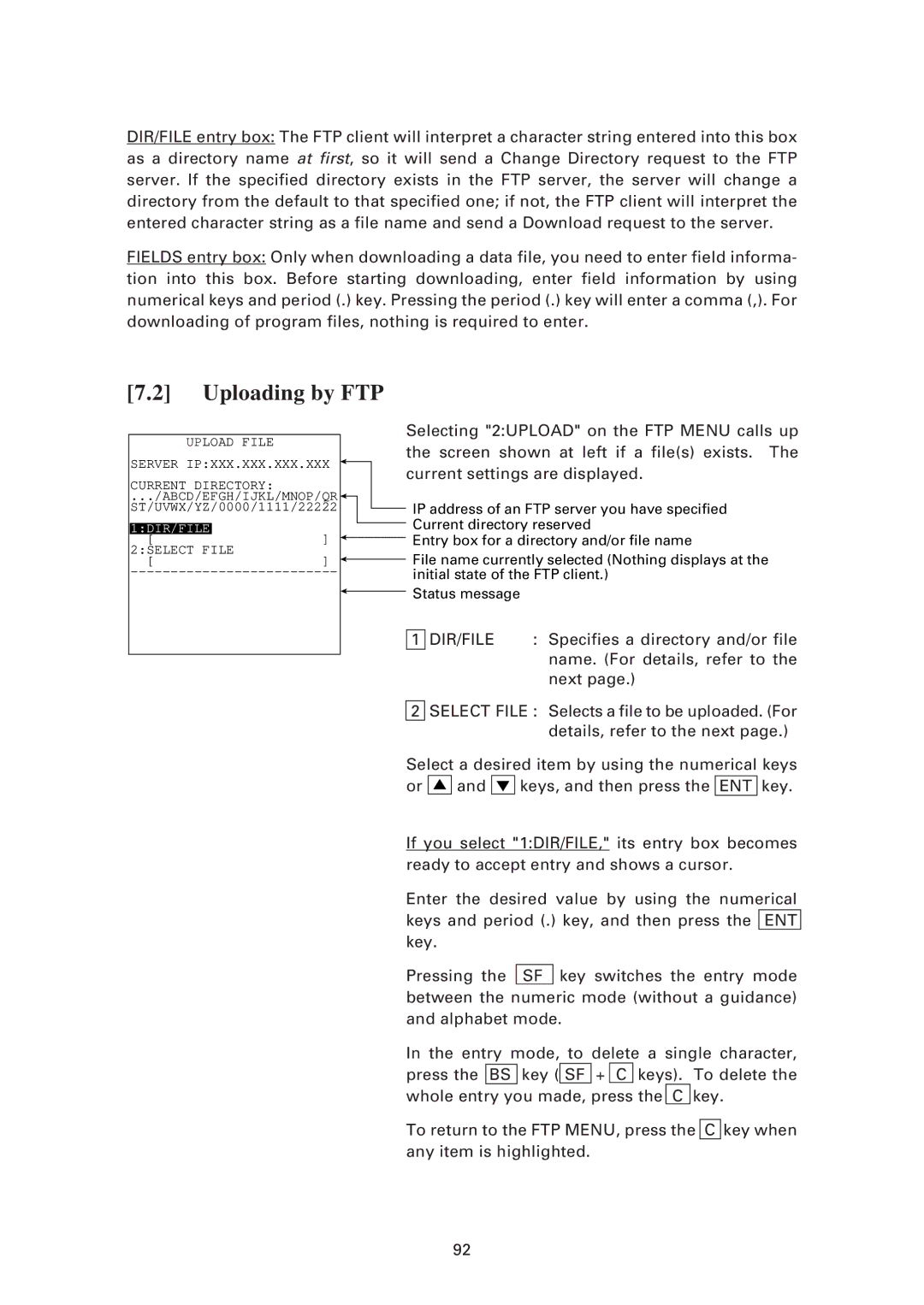 Denso BHT-7500S, BHT-7500W user manual Uploading by FTP, Dir/File 