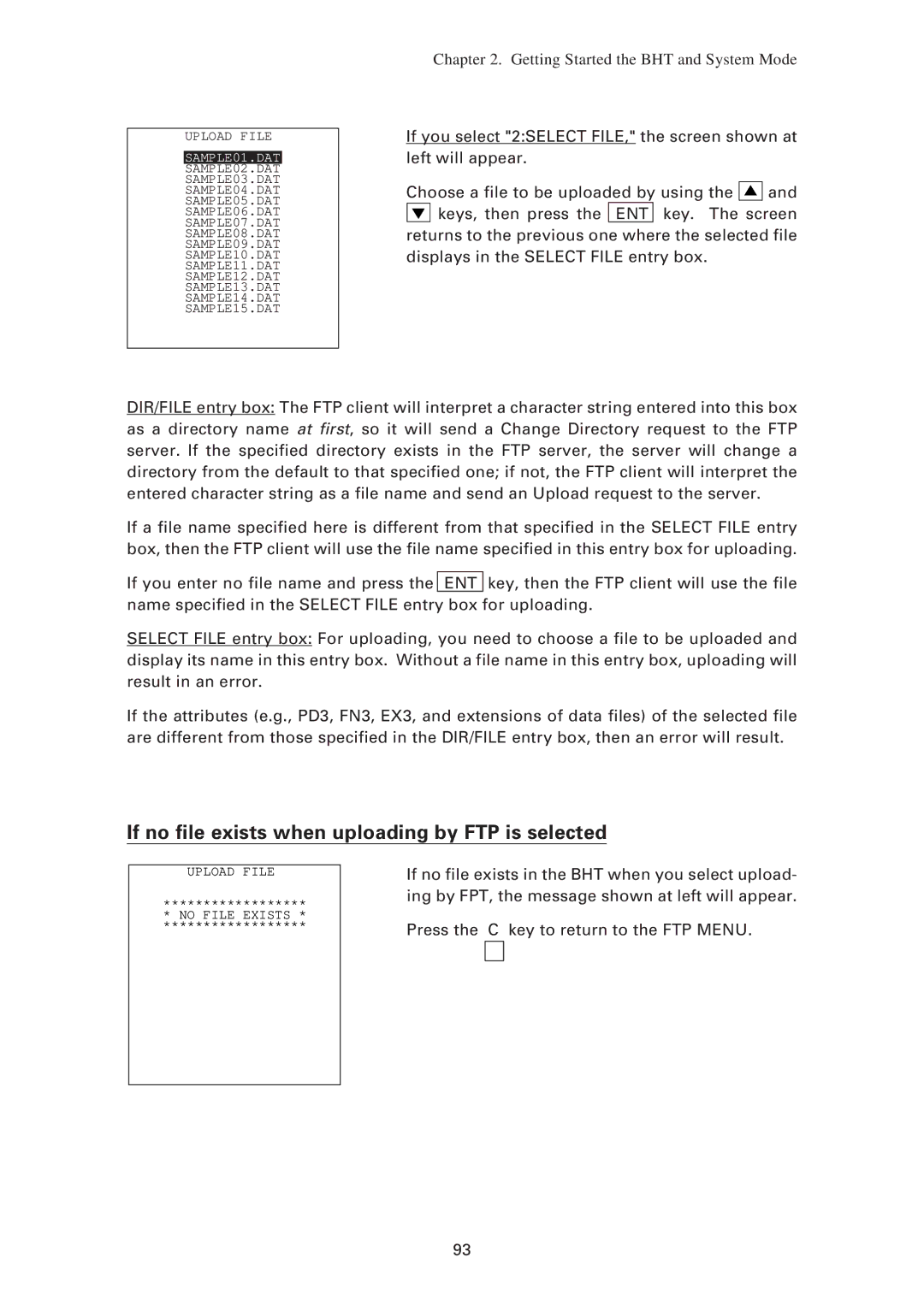 Denso BHT-7500W, BHT-7500S user manual If no file exists when uploading by FTP is selected 