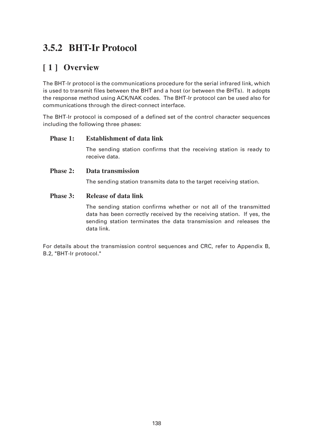 Denso BHT-7500S, BHT-7500W user manual BHT-Ir Protocol, Overview 