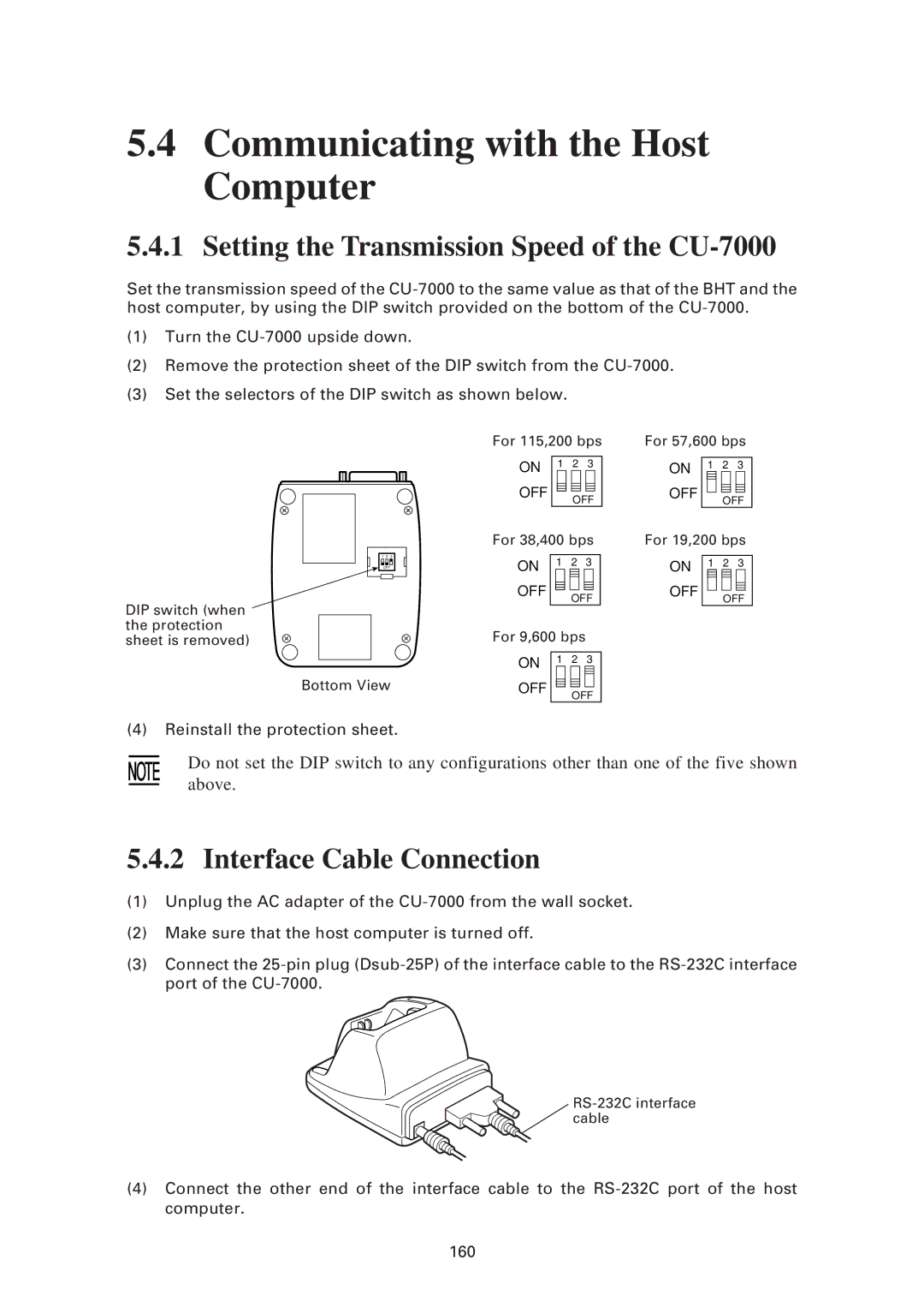 Denso BHT-7500S, BHT-7500W user manual Communicating with the Host Computer, Setting the Transmission Speed of the CU-7000 