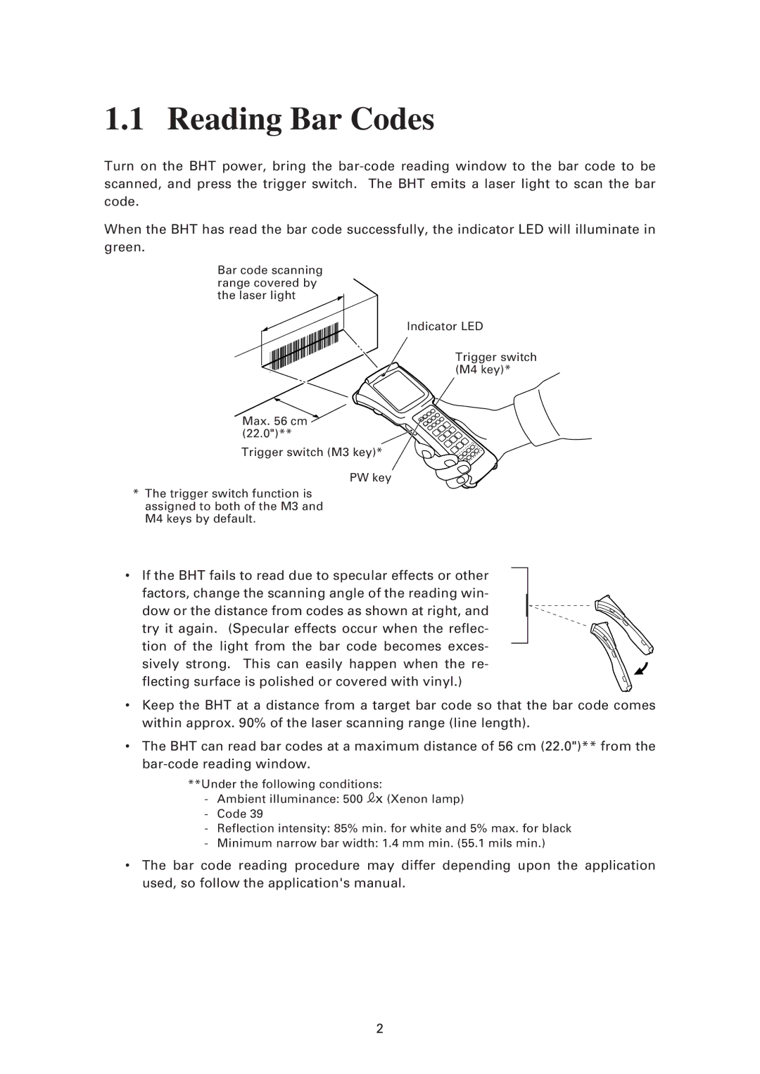 Denso BHT-7500S, BHT-7500W user manual Reading Bar Codes 