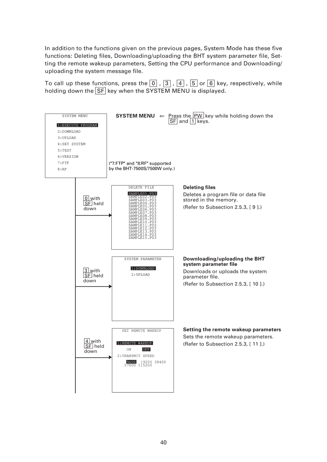 Denso BHT-7500S, BHT-7500W user manual Setting the remote wakeup parameters 